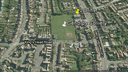 Gendros Colliery position 2009 from Google Earth